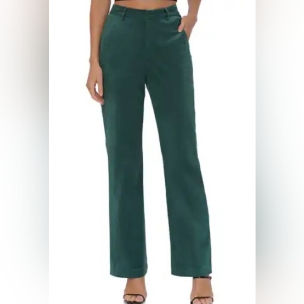 AVEC LES FILLES Green Velvet Trouser Pants Sz 8 NEW